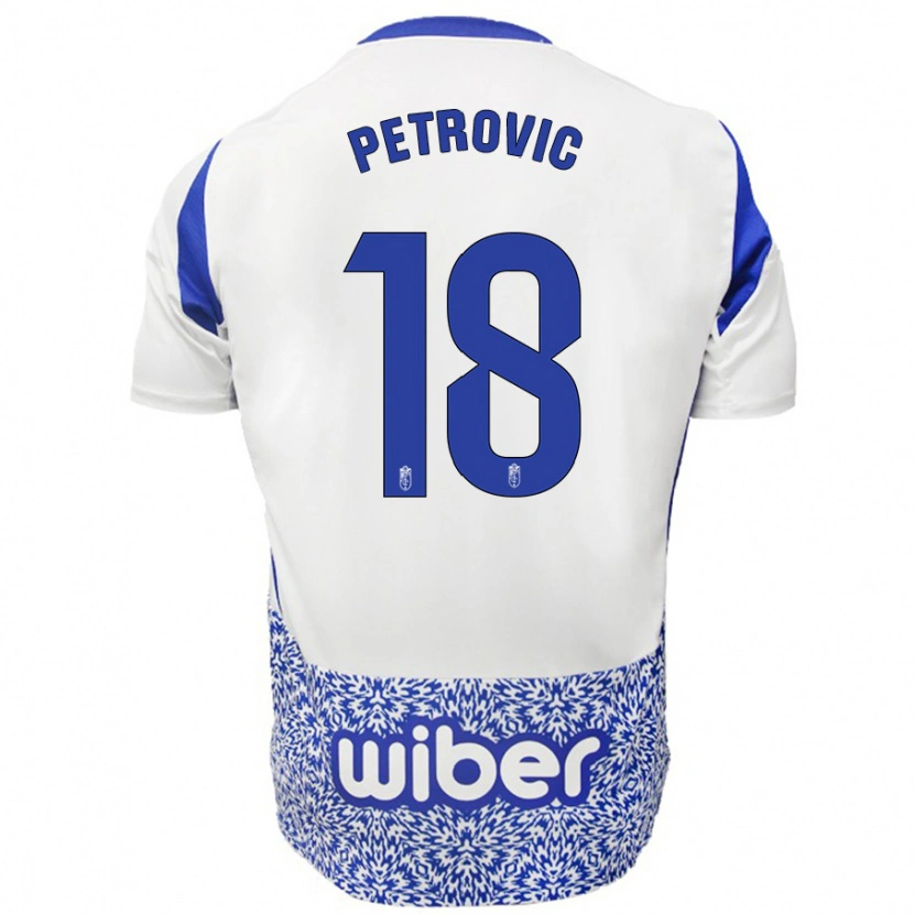 Danxen Niño Camiseta Njegos Petrovic #18 Blanco Azul 2ª Equipación 2024/25 La Camisa