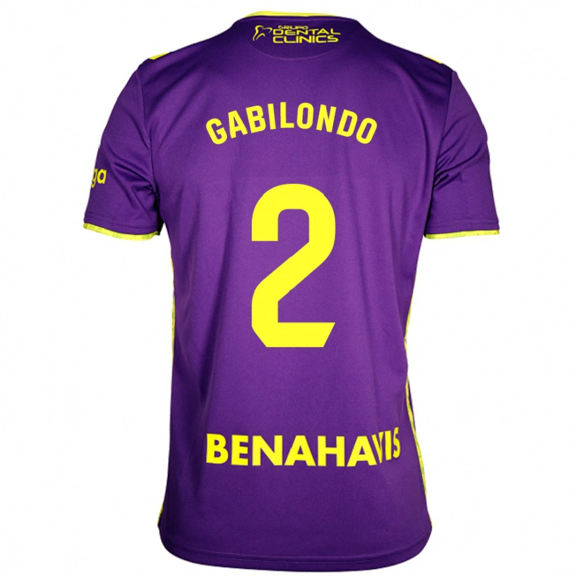 Danxen Niño Camiseta Jokin Gabilondo #2 Púrpura Amarillo 2ª Equipación 2024/25 La Camisa