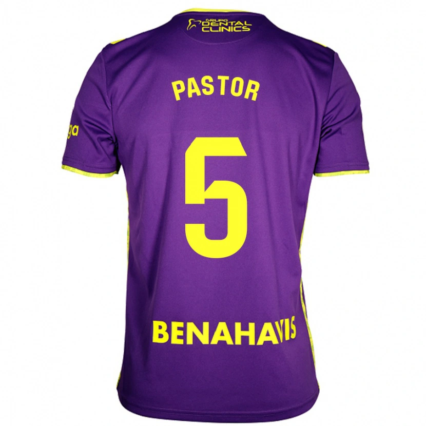 Danxen Niño Camiseta Álex Pastor #5 Púrpura Amarillo 2ª Equipación 2024/25 La Camisa