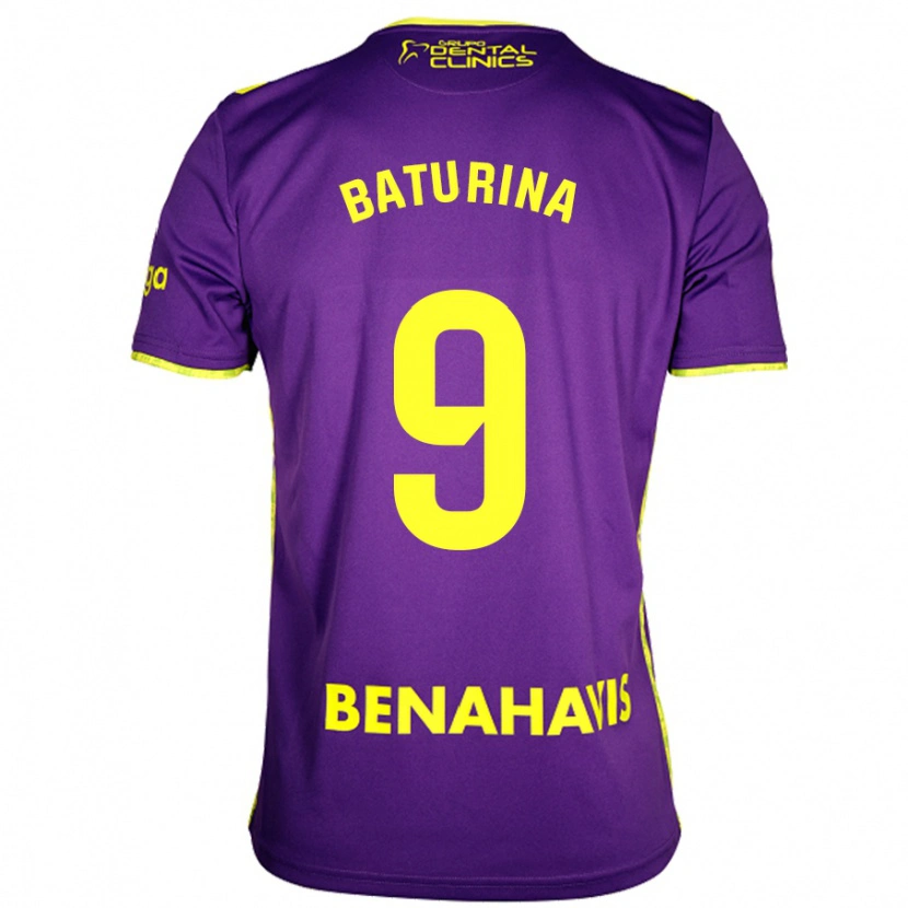 Danxen Niño Camiseta Roko Baturina #9 Púrpura Amarillo 2ª Equipación 2024/25 La Camisa