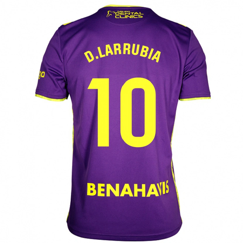 Danxen Niño Camiseta David Larrubia #10 Púrpura Amarillo 2ª Equipación 2024/25 La Camisa