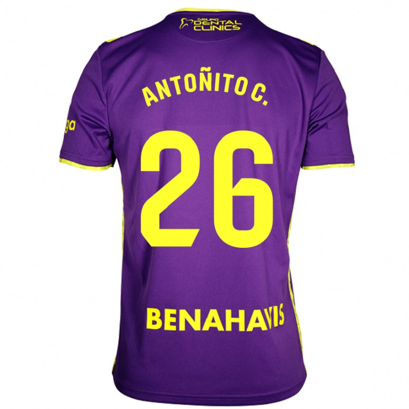 Danxen Niño Camiseta Antonio Cordero #26 Púrpura Amarillo 2ª Equipación 2024/25 La Camisa