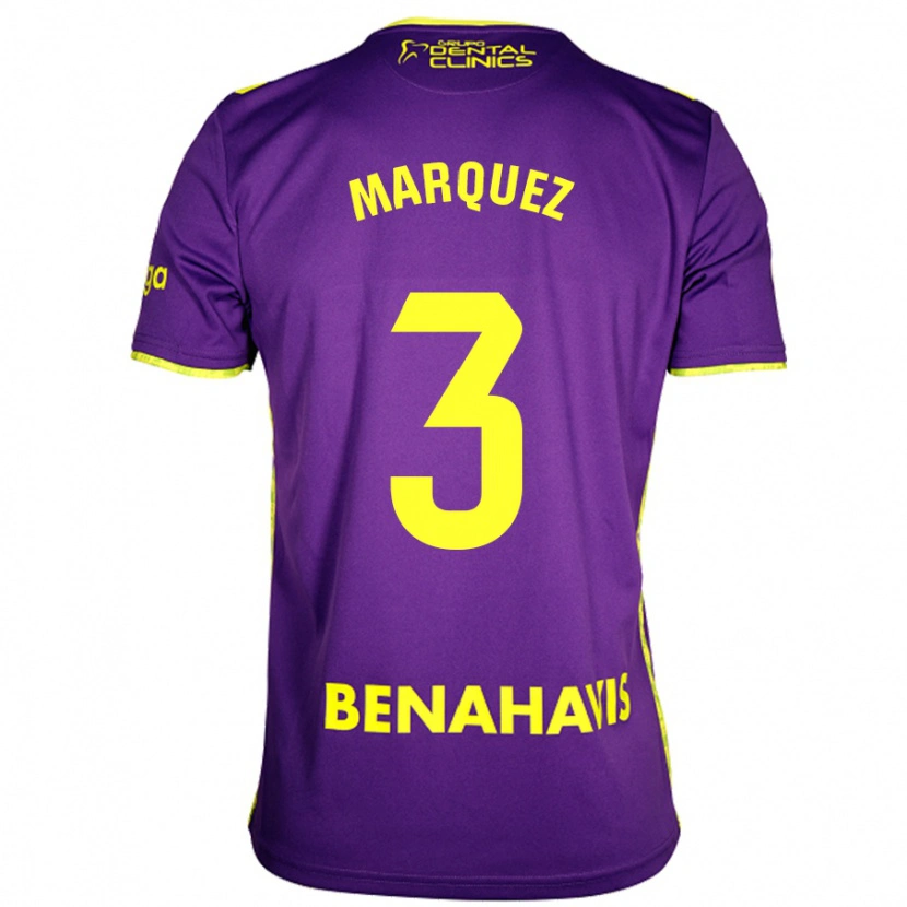 Danxen Niño Camiseta David Márquez #3 Púrpura Amarillo 2ª Equipación 2024/25 La Camisa