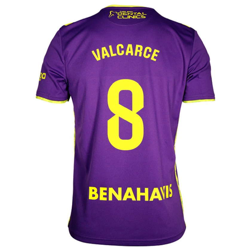 Danxen Niño Camiseta Alejandro Valcarce #8 Púrpura Amarillo 2ª Equipación 2024/25 La Camisa