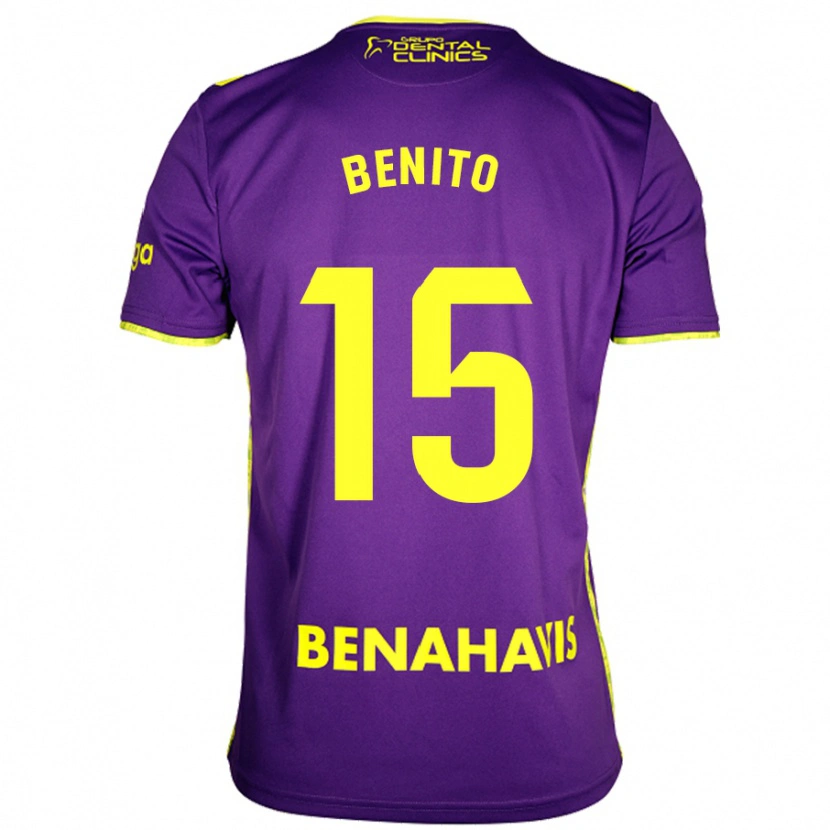 Danxen Niño Camiseta Iván Benito #15 Púrpura Amarillo 2ª Equipación 2024/25 La Camisa