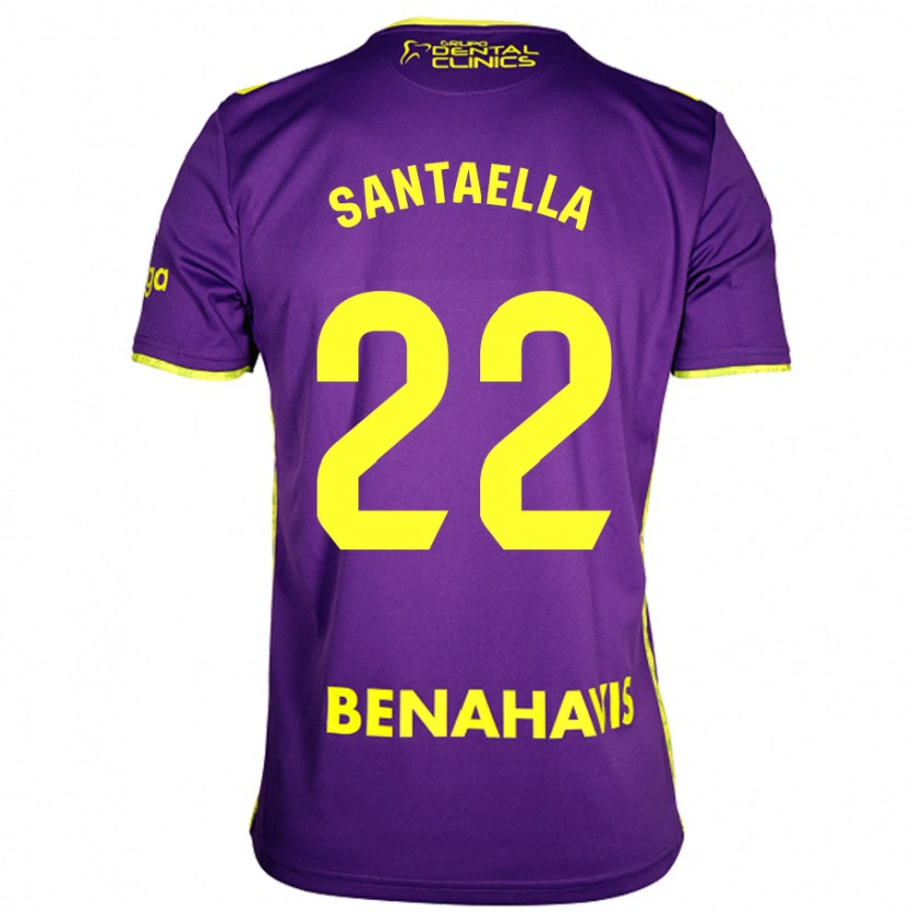 Danxen Niño Camiseta Miguel Ángel Santaella #22 Púrpura Amarillo 2ª Equipación 2024/25 La Camisa