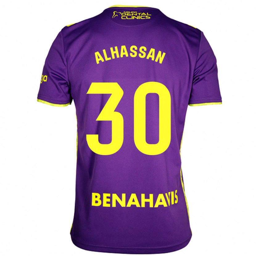 Danxen Niño Camiseta Mubarak Alhassan #30 Púrpura Amarillo 2ª Equipación 2024/25 La Camisa