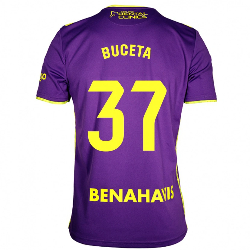 Danxen Niño Camiseta Ana Buceta #37 Púrpura Amarillo 2ª Equipación 2024/25 La Camisa