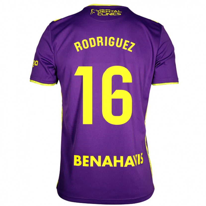 Danxen Niño Camiseta Genaro Rodríguez #16 Púrpura Amarillo 2ª Equipación 2024/25 La Camisa