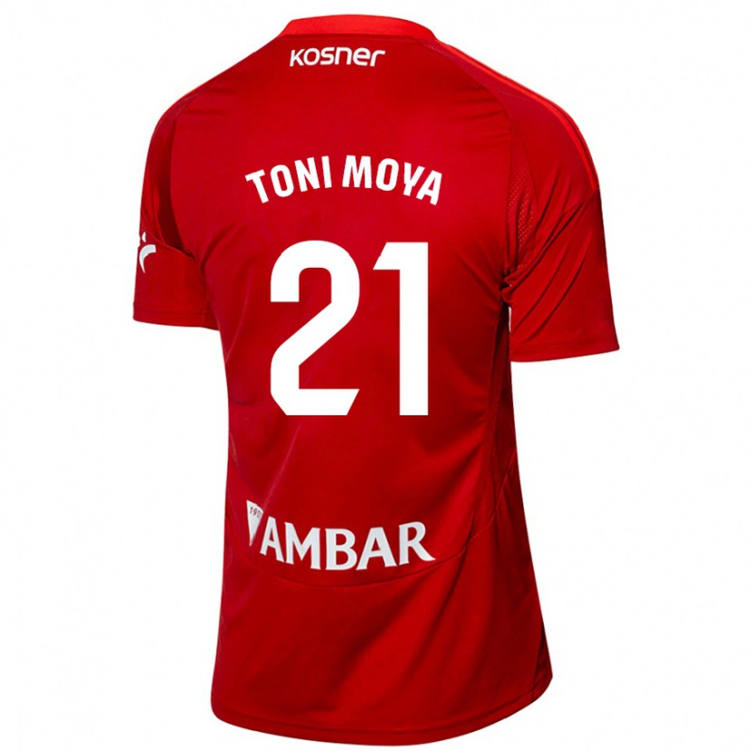 Danxen Niño Camiseta Toni Moya #21 Blanco Azul 2ª Equipación 2024/25 La Camisa