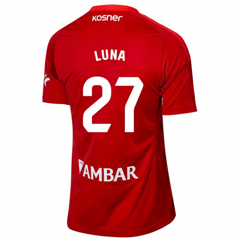 Danxen Niño Camiseta Marcos Luna #27 Blanco Azul 2ª Equipación 2024/25 La Camisa