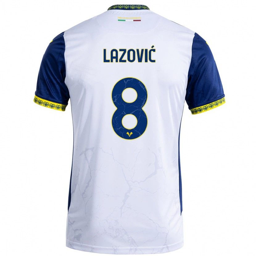 Danxen Niño Camiseta Darko Lazović #8 Blanco Azul 2ª Equipación 2024/25 La Camisa