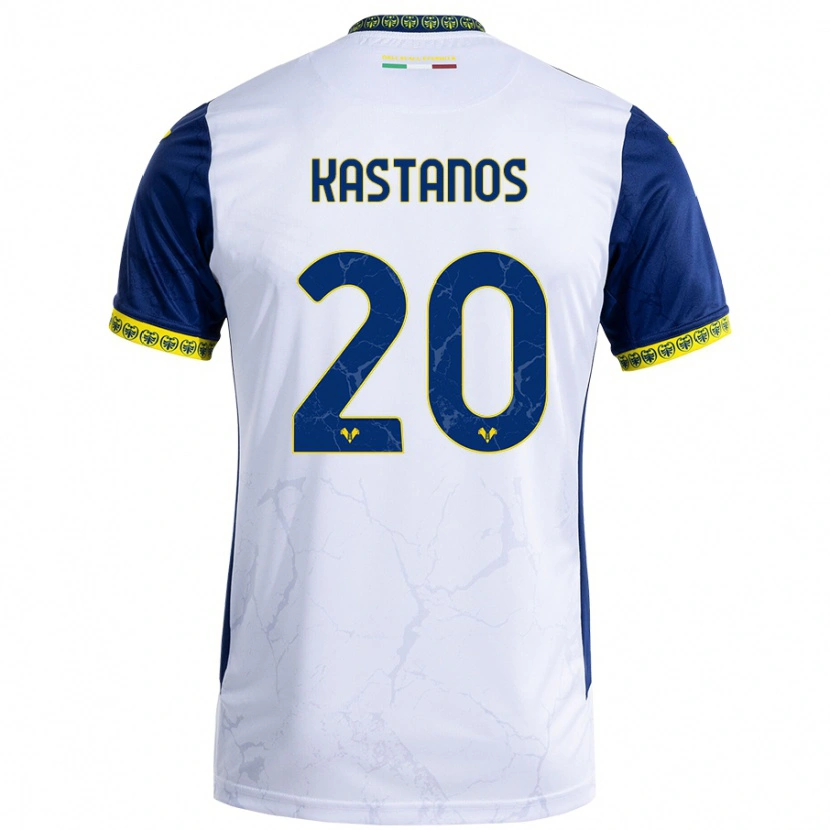 Danxen Niño Camiseta Grigoris Kastanos #20 Blanco Azul 2ª Equipación 2024/25 La Camisa