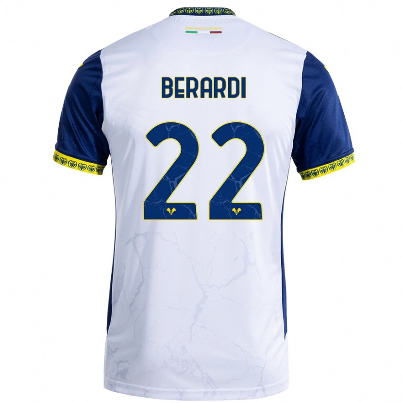 Danxen Niño Camiseta Alessandro Berardi #22 Blanco Azul 2ª Equipación 2024/25 La Camisa