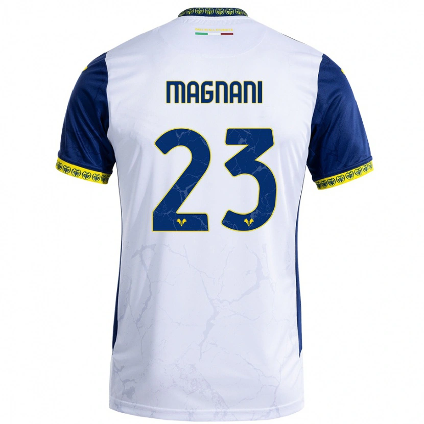 Danxen Niño Camiseta Giangiacomo Magnani #23 Blanco Azul 2ª Equipación 2024/25 La Camisa