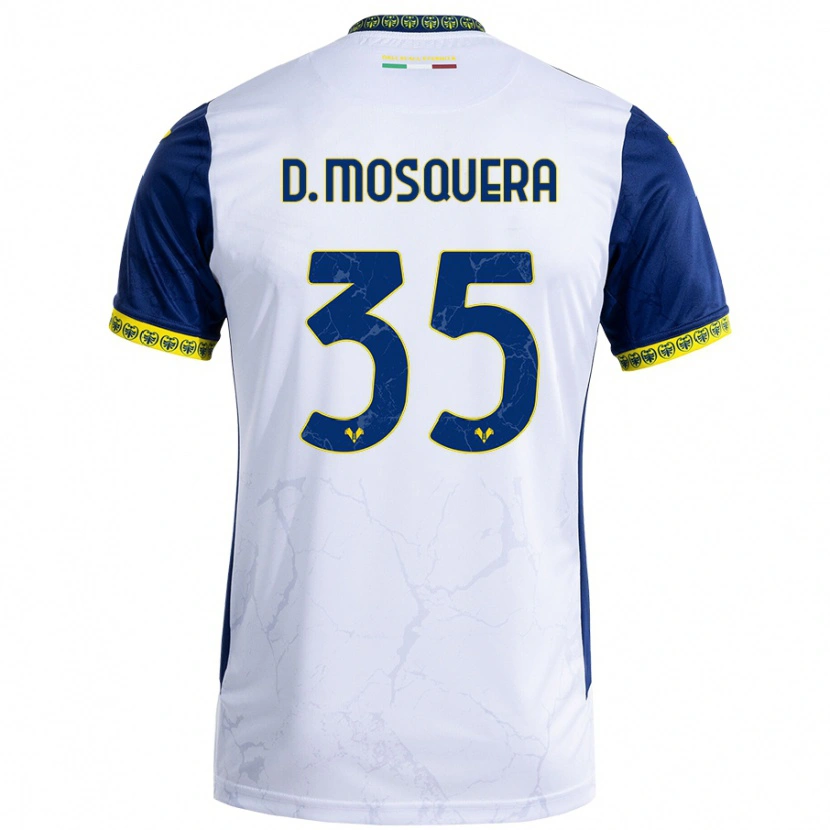 Danxen Niño Camiseta Daniel Mosquera #35 Blanco Azul 2ª Equipación 2024/25 La Camisa