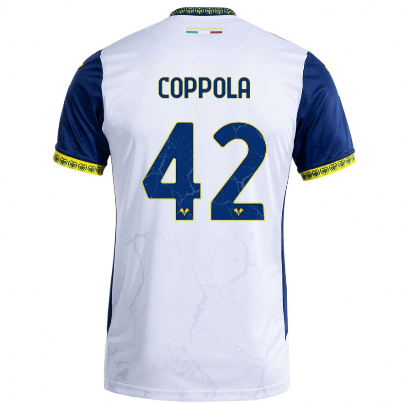 Danxen Niño Camiseta Diego Coppola #42 Blanco Azul 2ª Equipación 2024/25 La Camisa