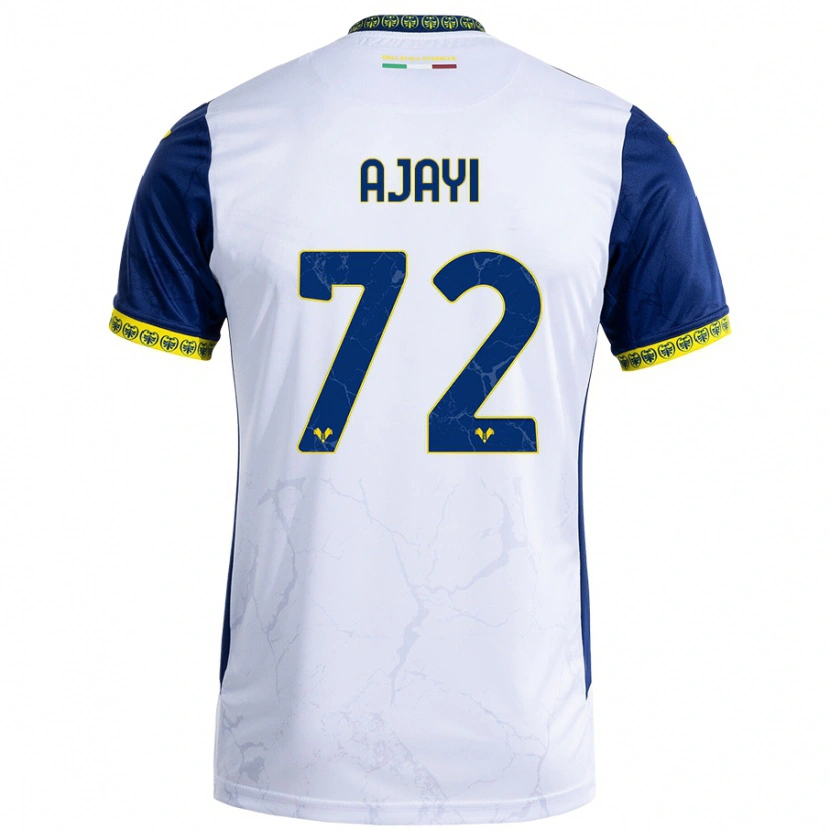 Danxen Niño Camiseta Junior Ajayi #72 Blanco Azul 2ª Equipación 2024/25 La Camisa