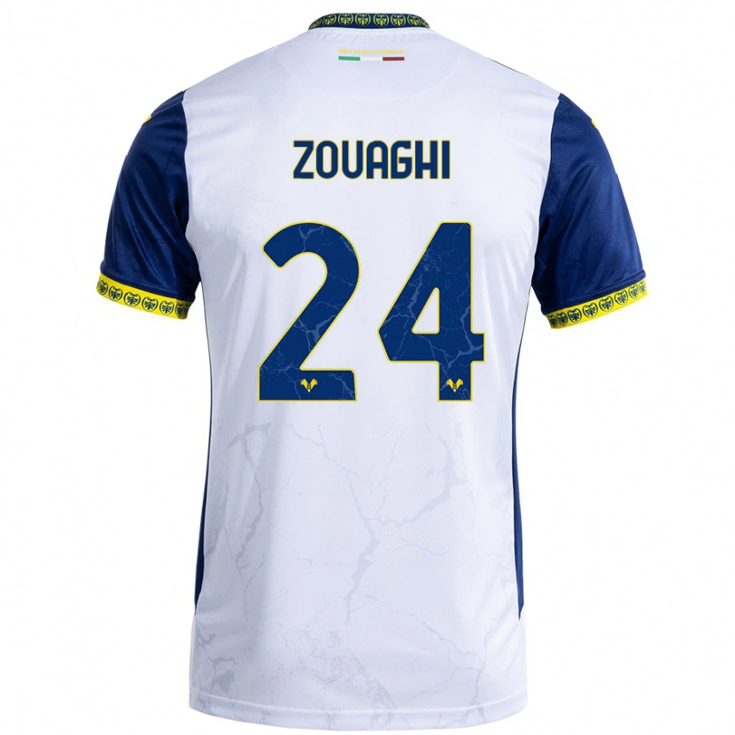 Danxen Niño Camiseta Thomas Zouaghi #24 Blanco Azul 2ª Equipación 2024/25 La Camisa