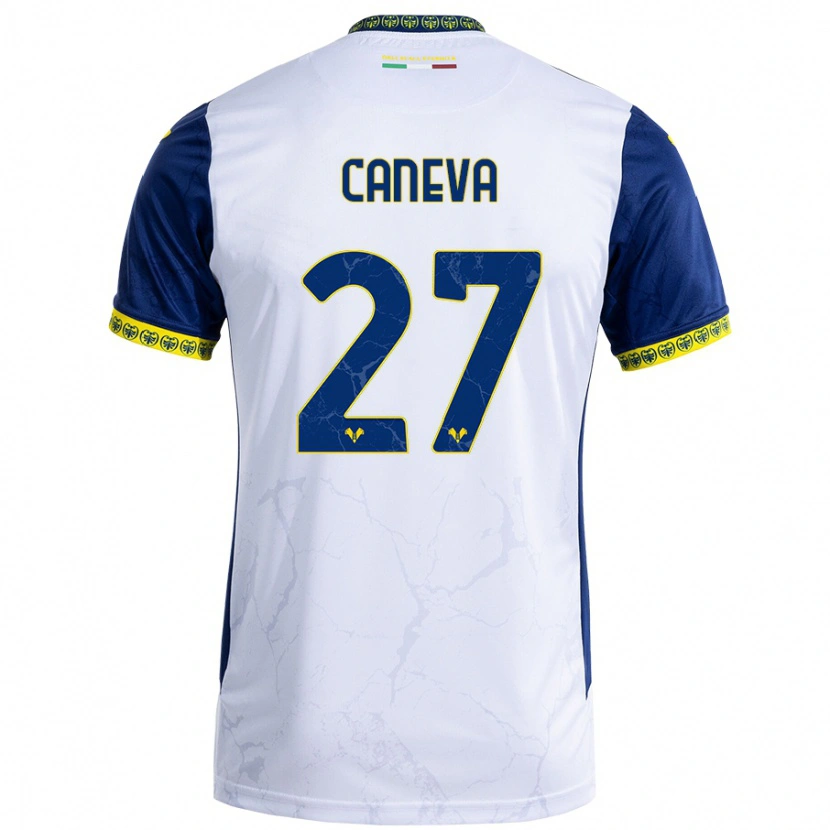 Danxen Niño Camiseta Elia Caneva #27 Blanco Azul 2ª Equipación 2024/25 La Camisa