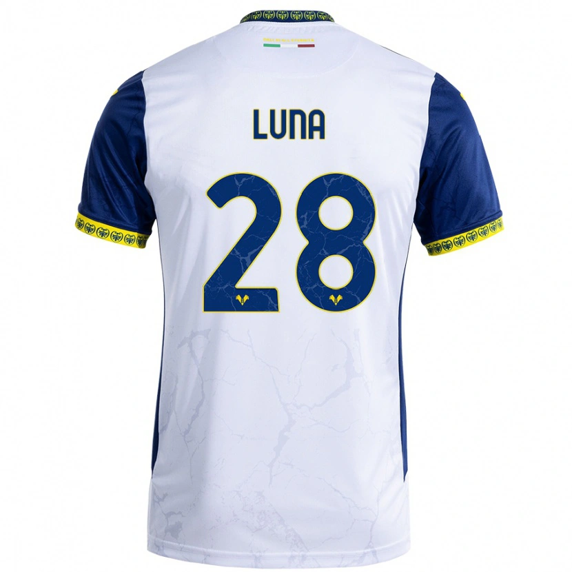 Danxen Niño Camiseta Agustín Luna #28 Blanco Azul 2ª Equipación 2024/25 La Camisa