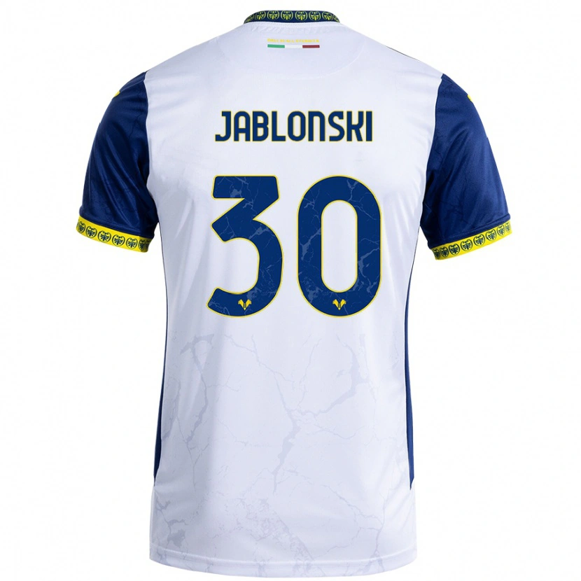 Danxen Niño Camiseta Darvin Jablonski #30 Blanco Azul 2ª Equipación 2024/25 La Camisa