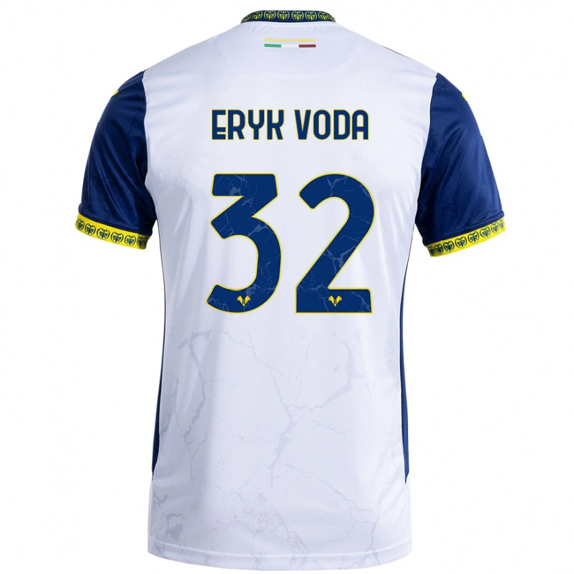 Danxen Niño Camiseta Andrei Eryk Voda #32 Blanco Azul 2ª Equipación 2024/25 La Camisa