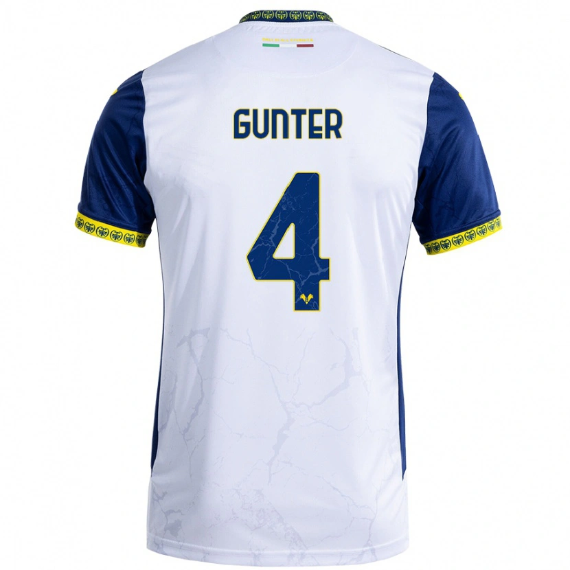 Danxen Niño Camiseta Koray Günter #4 Blanco Azul 2ª Equipación 2024/25 La Camisa