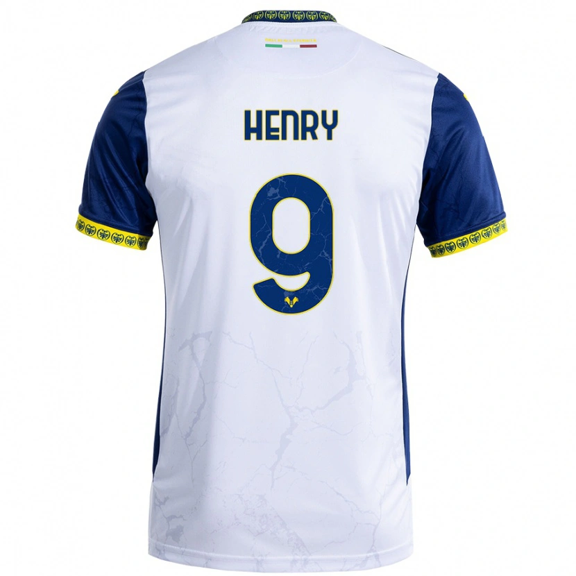 Danxen Niño Camiseta Thomas Henry #9 Blanco Azul 2ª Equipación 2024/25 La Camisa