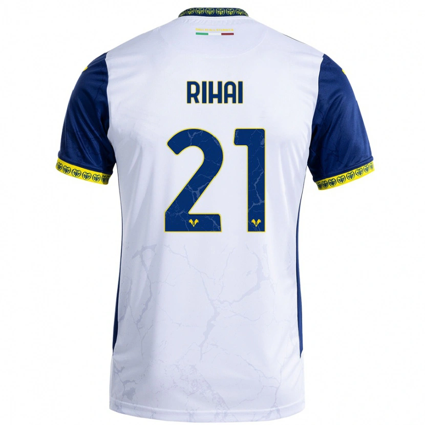 Danxen Niño Camiseta Aiman Rihai #21 Blanco Azul 2ª Equipación 2024/25 La Camisa