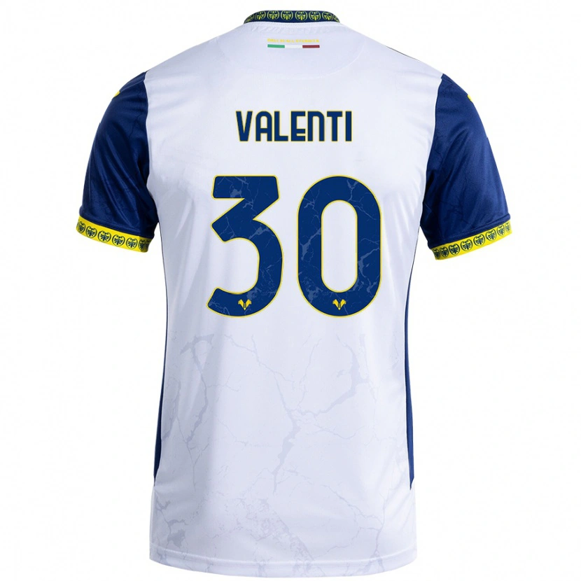 Danxen Niño Camiseta Francesco Valenti #30 Blanco Azul 2ª Equipación 2024/25 La Camisa