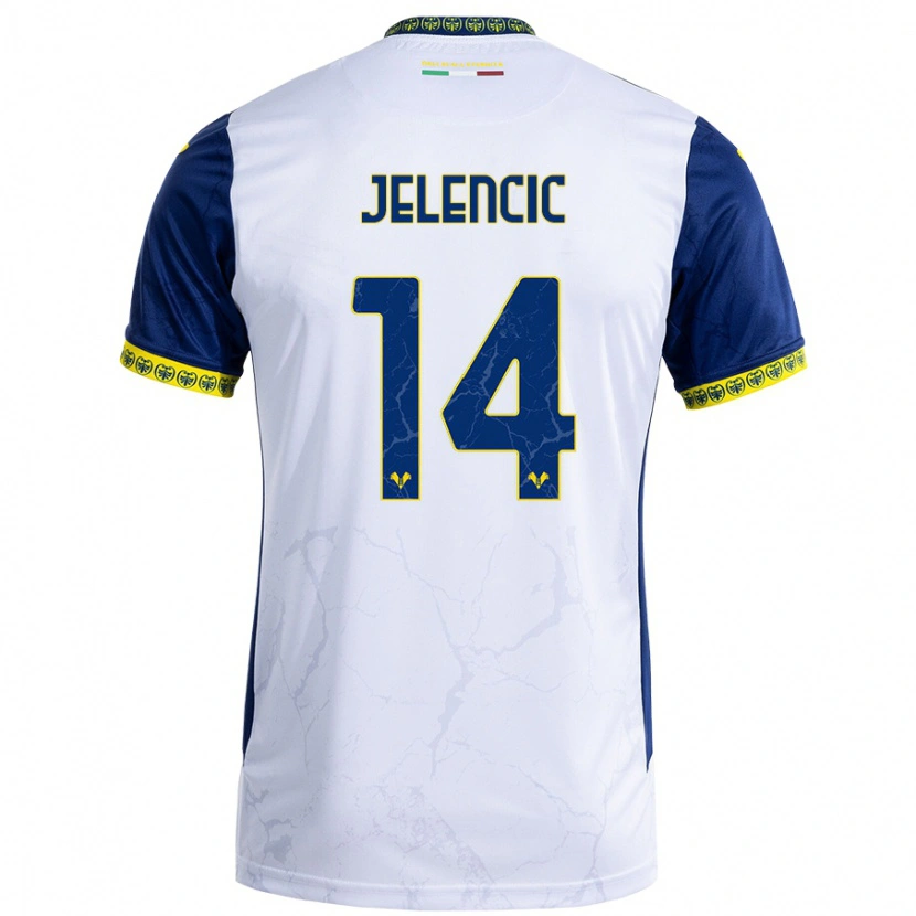 Danxen Niño Camiseta Ana Jelencic #14 Blanco Azul 2ª Equipación 2024/25 La Camisa