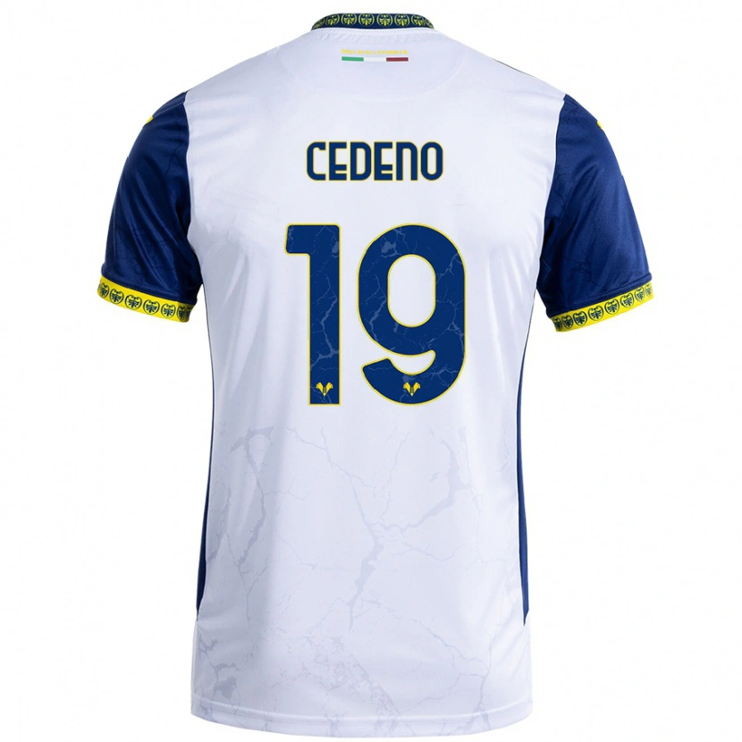 Danxen Niño Camiseta Lineth Cedeno #19 Blanco Azul 2ª Equipación 2024/25 La Camisa