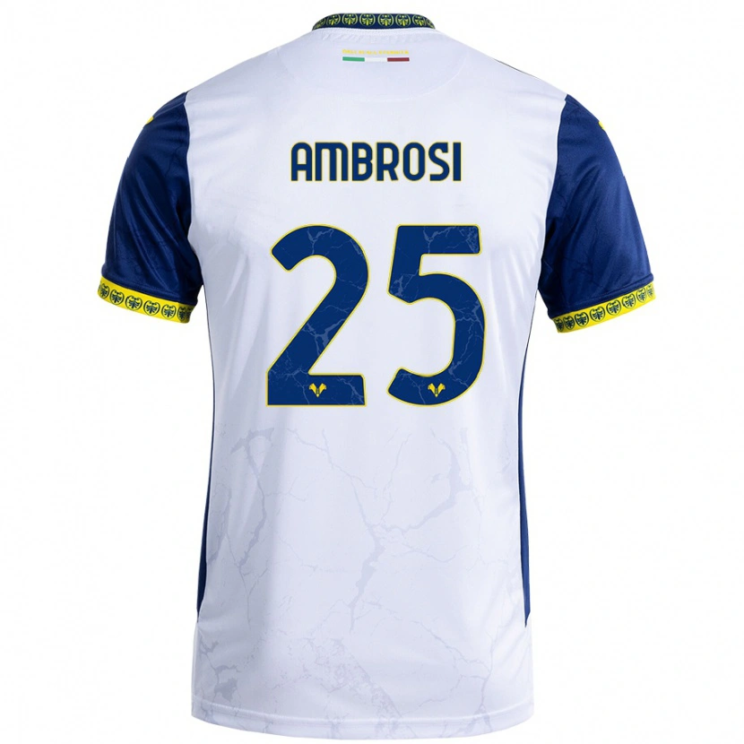 Danxen Niño Camiseta Caterina Ambrosi #25 Blanco Azul 2ª Equipación 2024/25 La Camisa