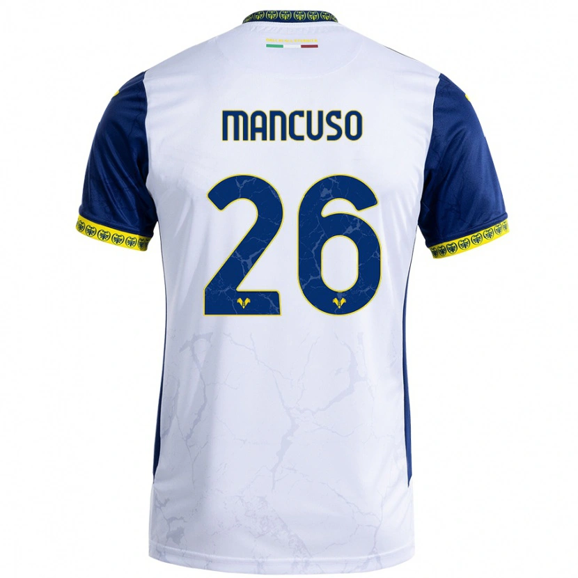 Danxen Niño Camiseta Giulia Mancuso #26 Blanco Azul 2ª Equipación 2024/25 La Camisa