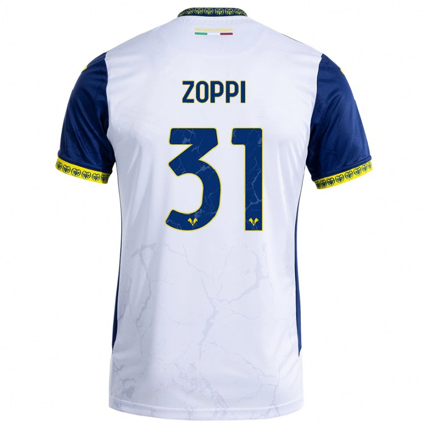 Danxen Niño Camiseta Sofia Zoppi #31 Blanco Azul 2ª Equipación 2024/25 La Camisa