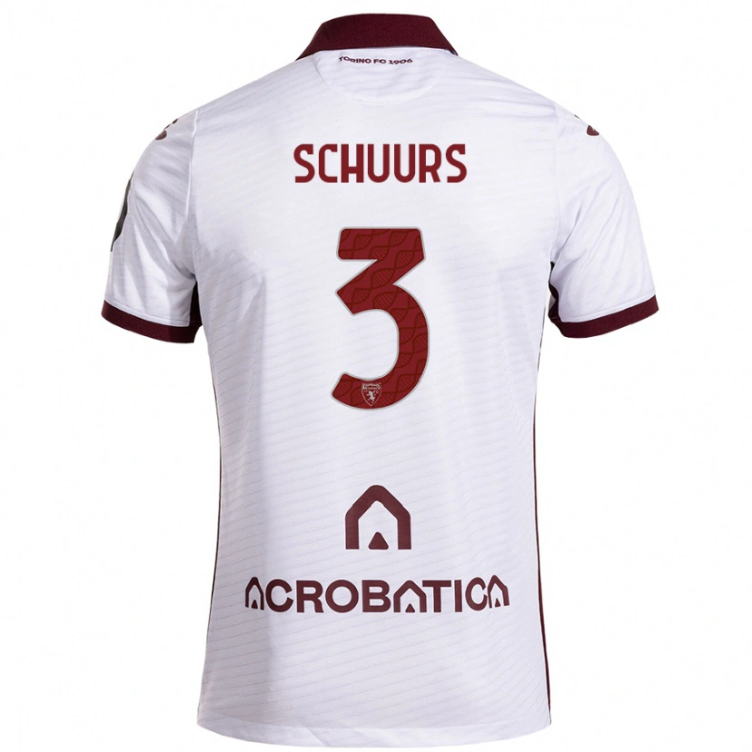 Danxen Niño Camiseta Perr Schuurs #3 Blanco Granate 2ª Equipación 2024/25 La Camisa