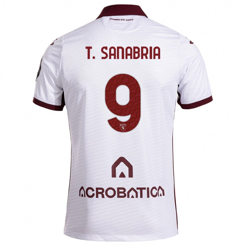 Danxen Niño Camiseta Antonio Sanabria #9 Blanco Granate 2ª Equipación 2024/25 La Camisa