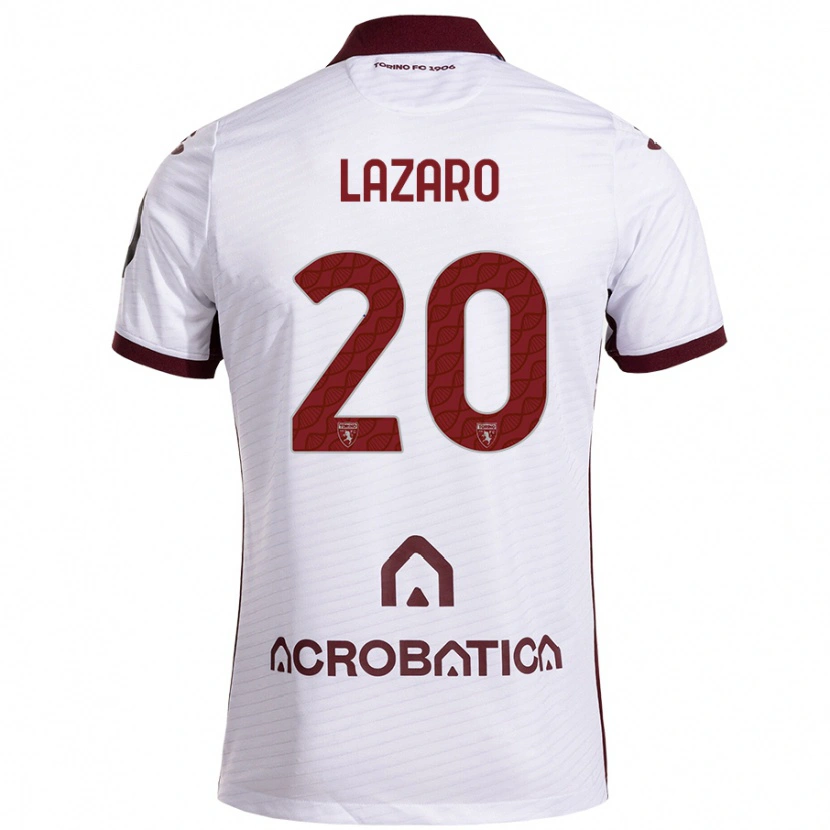 Danxen Niño Camiseta Valentino Lazaro #20 Blanco Granate 2ª Equipación 2024/25 La Camisa