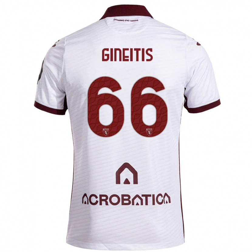 Danxen Niño Camiseta Gvidas Gineitis #66 Blanco Granate 2ª Equipación 2024/25 La Camisa