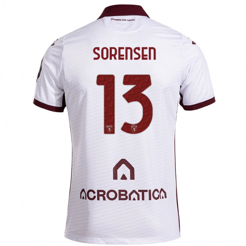 Danxen Niño Camiseta Ben Sørensen #13 Blanco Granate 2ª Equipación 2024/25 La Camisa