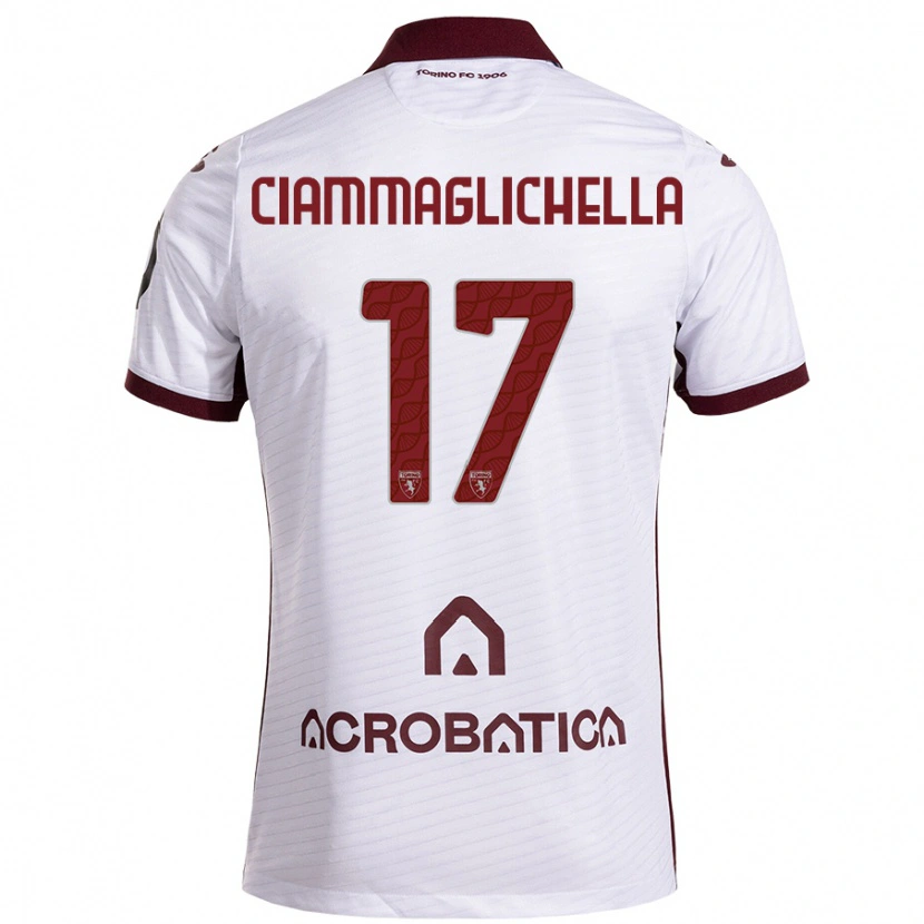 Danxen Niño Camiseta Aaron Ciammaglichella #17 Blanco Granate 2ª Equipación 2024/25 La Camisa