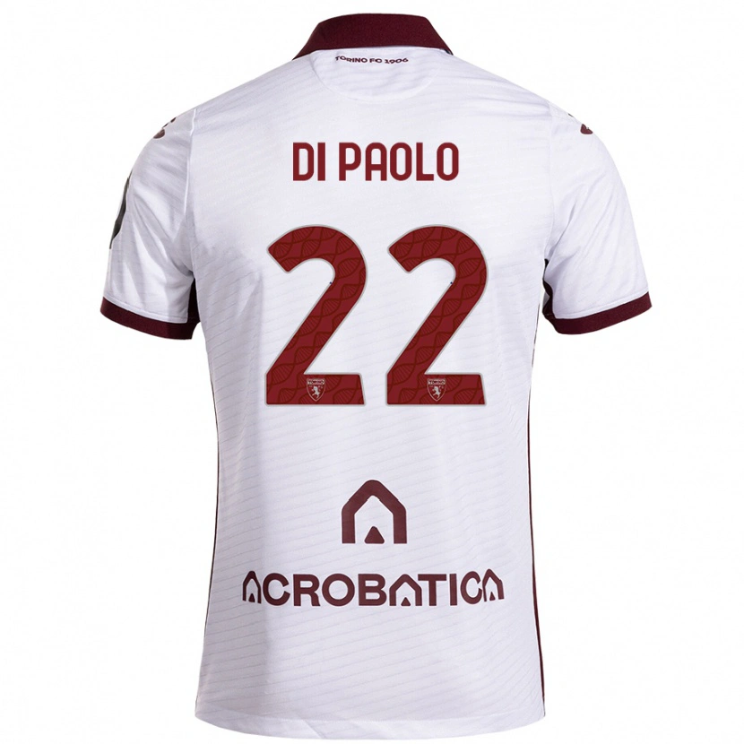 Danxen Niño Camiseta Sebastiano Di Paolo #22 Blanco Granate 2ª Equipación 2024/25 La Camisa