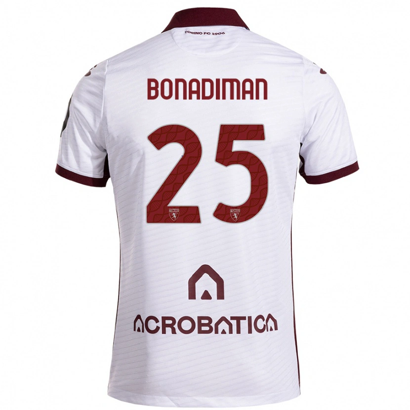 Danxen Niño Camiseta Matteo Bonadiman #25 Blanco Granate 2ª Equipación 2024/25 La Camisa