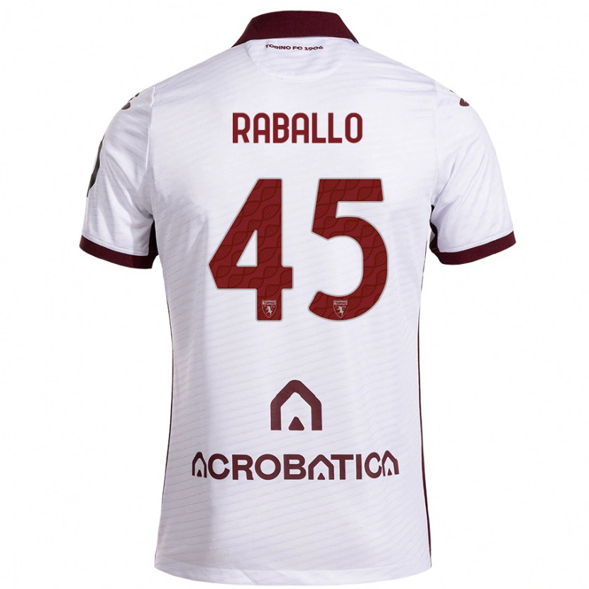 Danxen Niño Camiseta Alessio Raballo #45 Blanco Granate 2ª Equipación 2024/25 La Camisa