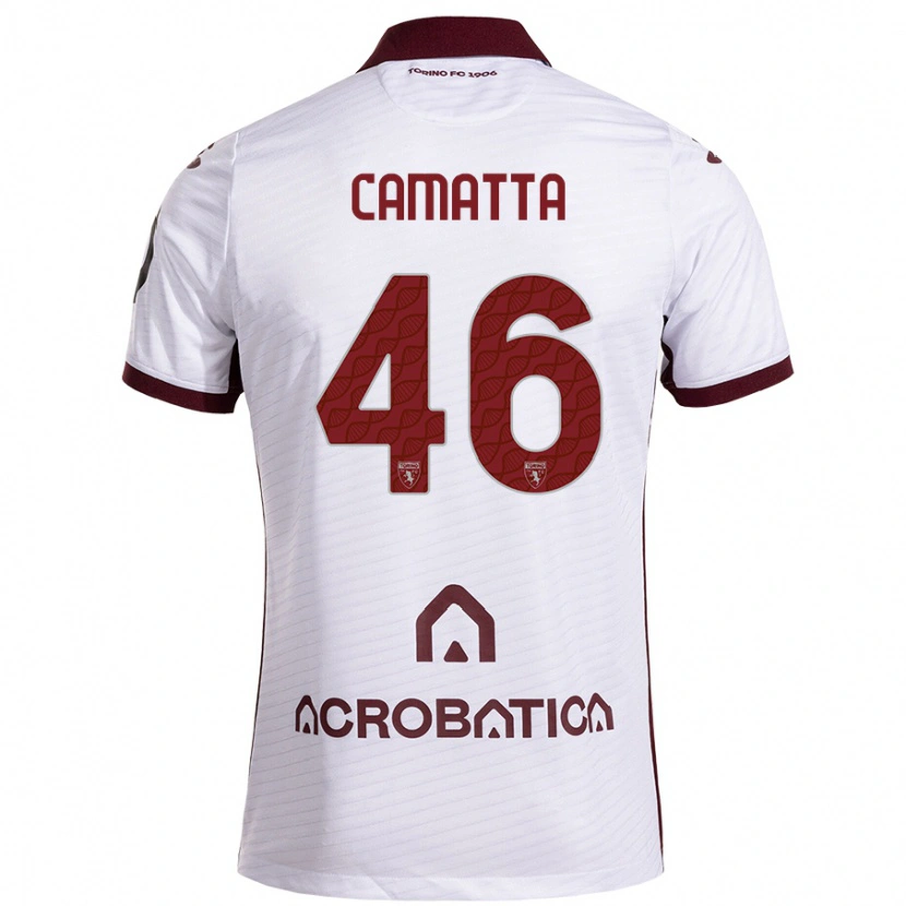 Danxen Niño Camiseta Alessandro Camatta #46 Blanco Granate 2ª Equipación 2024/25 La Camisa