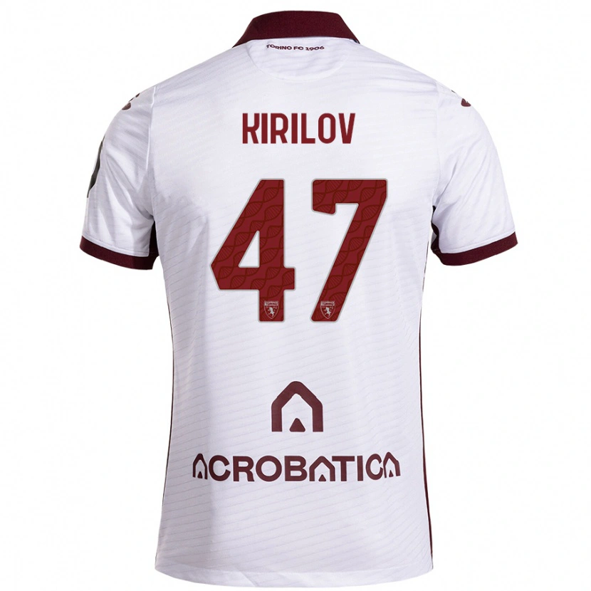 Danxen Niño Camiseta Martin Kirilov #47 Blanco Granate 2ª Equipación 2024/25 La Camisa