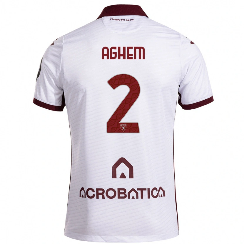 Danxen Niño Camiseta Brigitta Aghem #2 Blanco Granate 2ª Equipación 2024/25 La Camisa