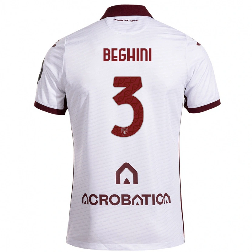 Danxen Niño Camiseta Giulia Beghini #3 Blanco Granate 2ª Equipación 2024/25 La Camisa