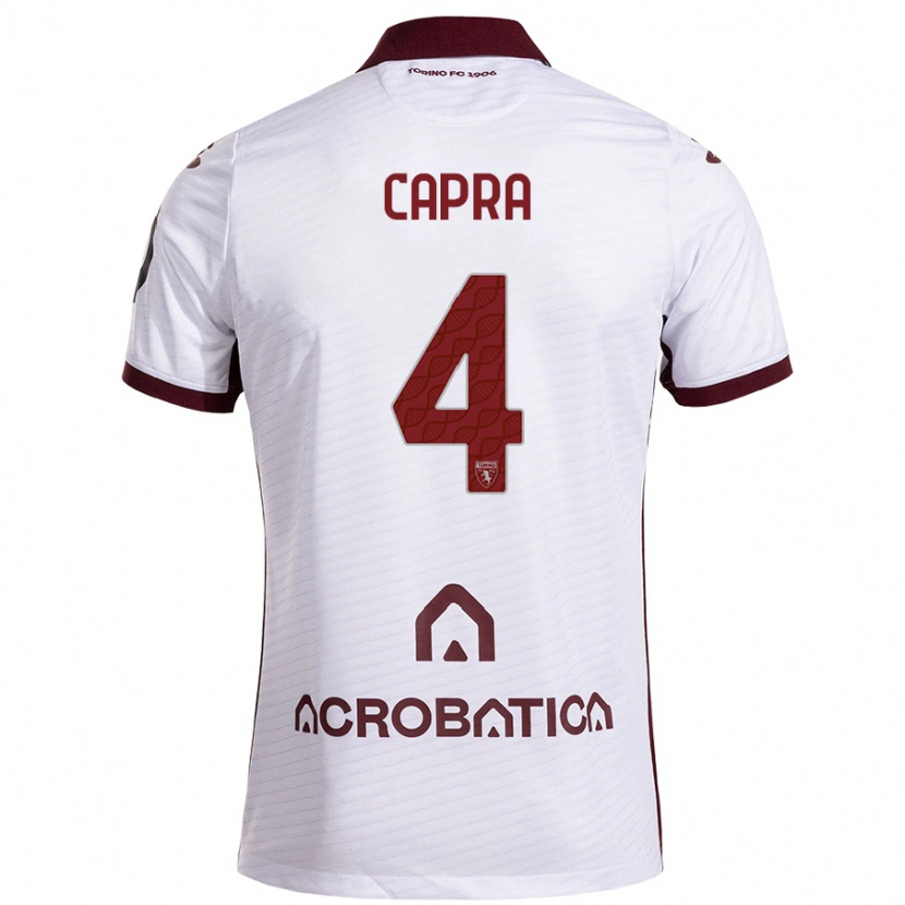 Danxen Niño Camiseta Valentina Capra #4 Blanco Granate 2ª Equipación 2024/25 La Camisa